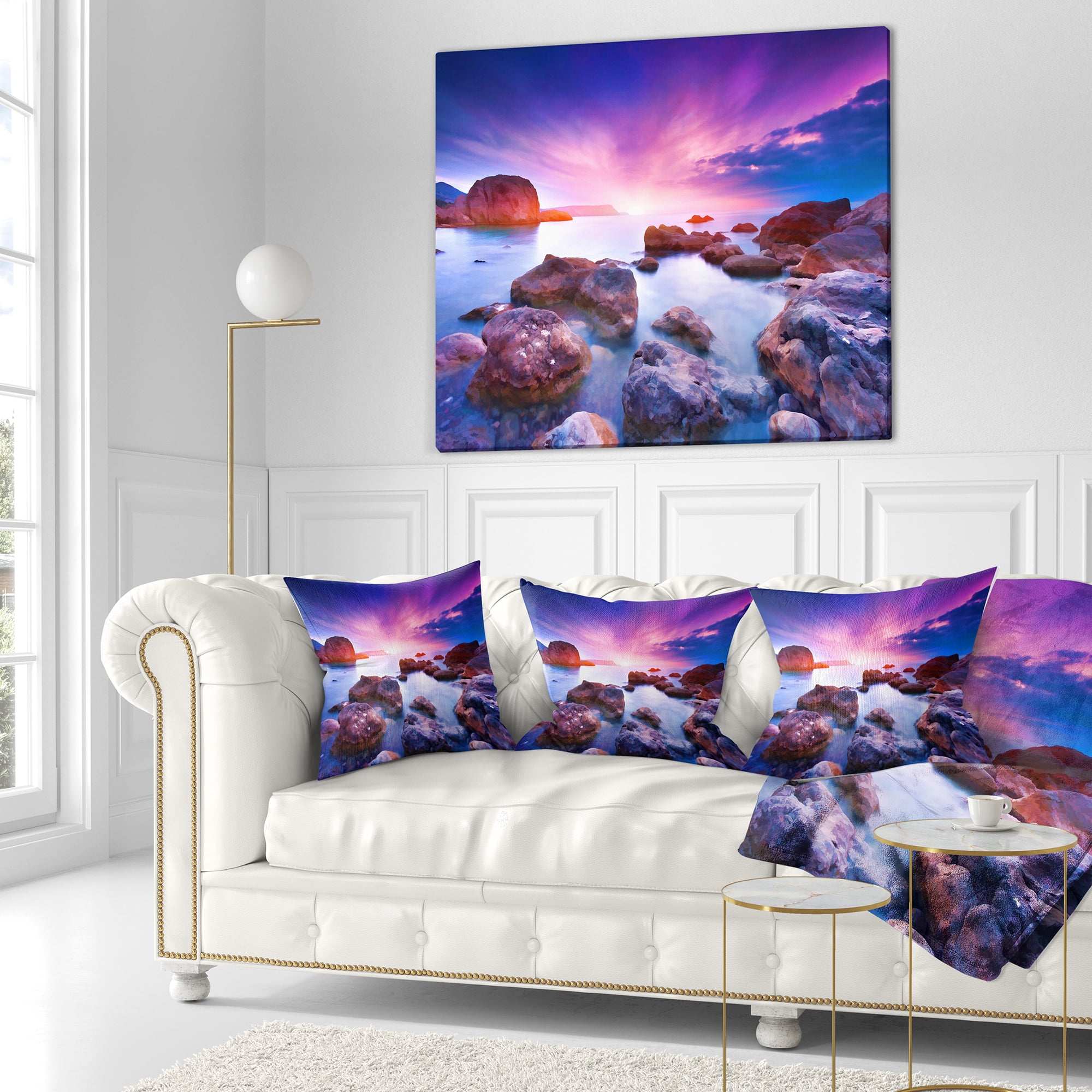 Designart Colorful Summer Sea - Seascape Throw Pillow - 18x18