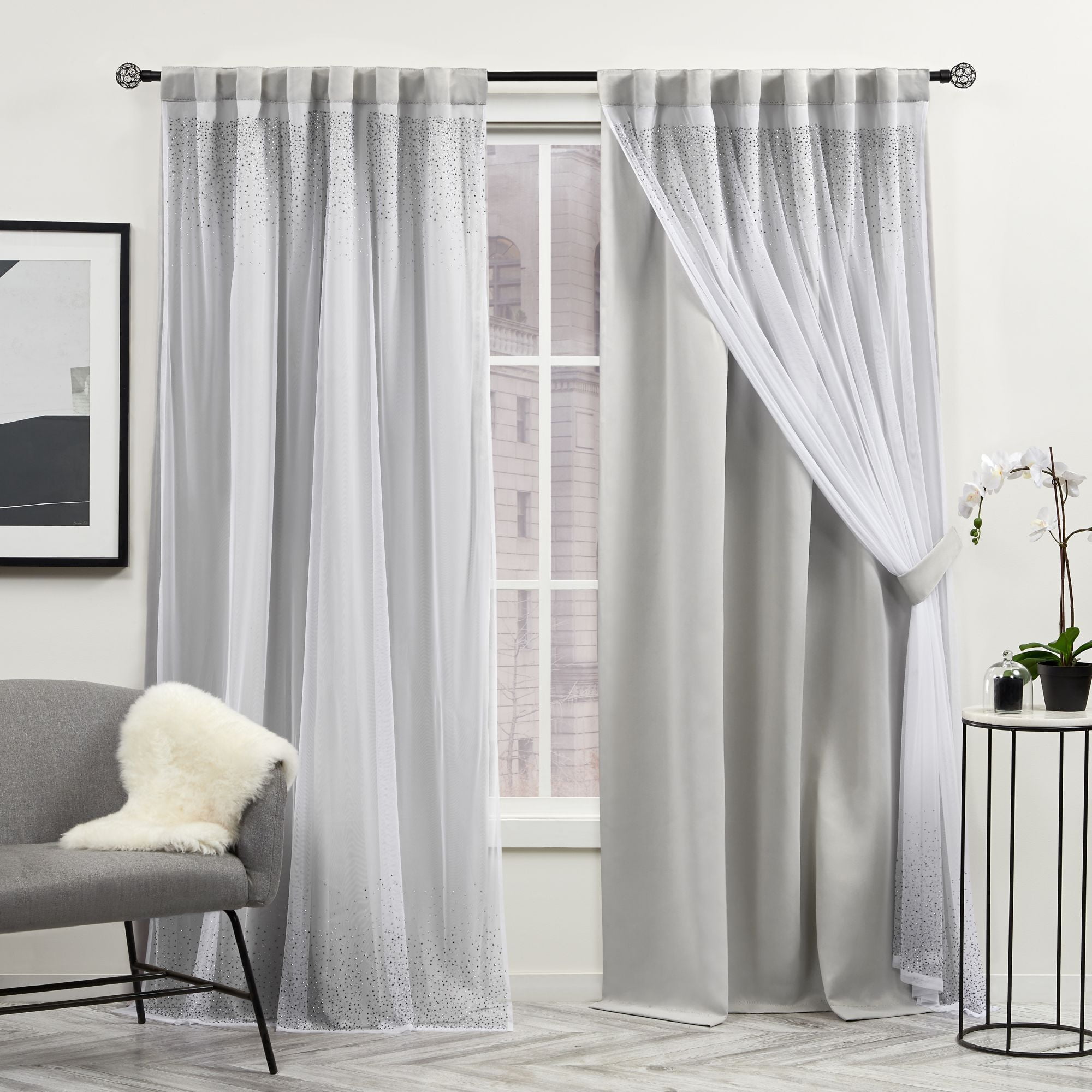 Grey 52x84 Exclusive Home Curtains Luminous Room Darkening Blackout Hidden Tab Top Curtain Panels 