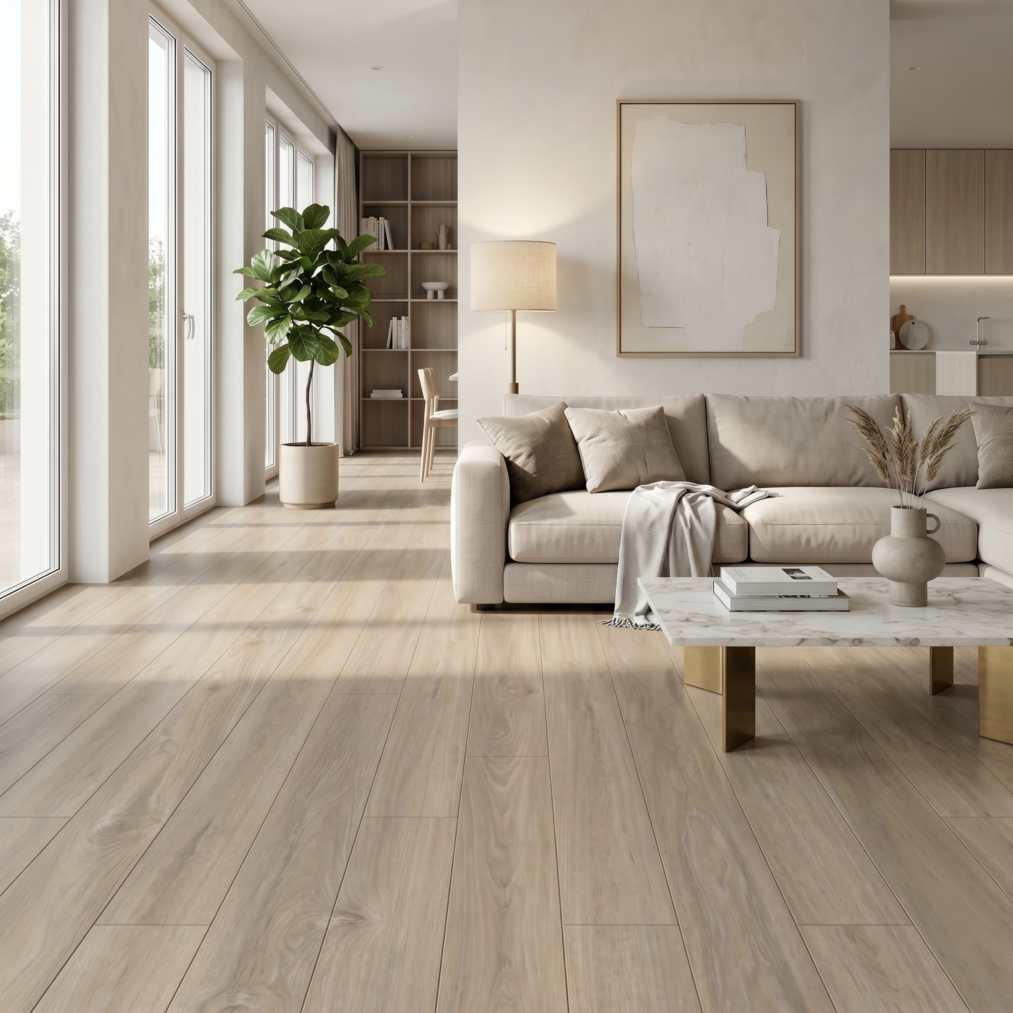 PVC Peel and Stick Flooring, 36"x6" Planks, 60 Pieces, Waterproof, Scratch Resistant, DIY Installation