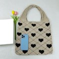 thumbnail image 2 of Bolso Mano Gran Capacidad Compras Tejer Con Patrón Corazón (D), 2 of 9