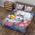 thumbnail image 3 of Watercolor Hello Winter Siberian Husky Chill Christmas Welcome Quilt Bedding Set Husky Dog Lover Gifts 1 Blanket Bed Cover 2 Pillowcases - 00016, 3 of 5