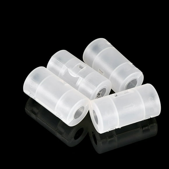 4 Pack AA to C Battery Adapters Holder Converter Cases Box White, Fine Workmanship, Large Strength, Small Size, Perfect for Electronics and Emergency Situations