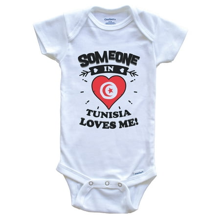 

Someone In Tunisia Loves Me Tunisian Flag Heart Baby Bodysuit