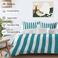 thumbnail image 4 of Teal Striped Duvet Cover Set, Simple Art Vertical Stripe Farmhouse Soft Duvet Cover California King Bedding Set 4 Pieces, 1 Quiltcover and 2 Pillowcases with Zipper, 1 Bed Sheet for All Seasons, 4 of 9