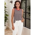 thumbnail image 2 of DARING DIVA Women's Striped Tank Top with Color Block L Brown Red, 2 of 7