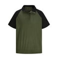 thumbnail image 4 of Men's Golf T-Shirts Athletic Workout Tee Short Sleeve Regular Fit Loose Casual 1/4 Button up Tops with Collar Summer Fashion Clothes for Male Color Block Patchwork Green L, 4 of 6