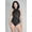 Black, variant on Women's High neck scalloped trim lace teddy with sheer back 80055-BLACK