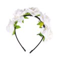 thumbnail image 4 of diadema de flores de simulación con rosas 3D para mujer, aros para el pelo creativos para novia, boda, fotografía (blanco), 4 of 8