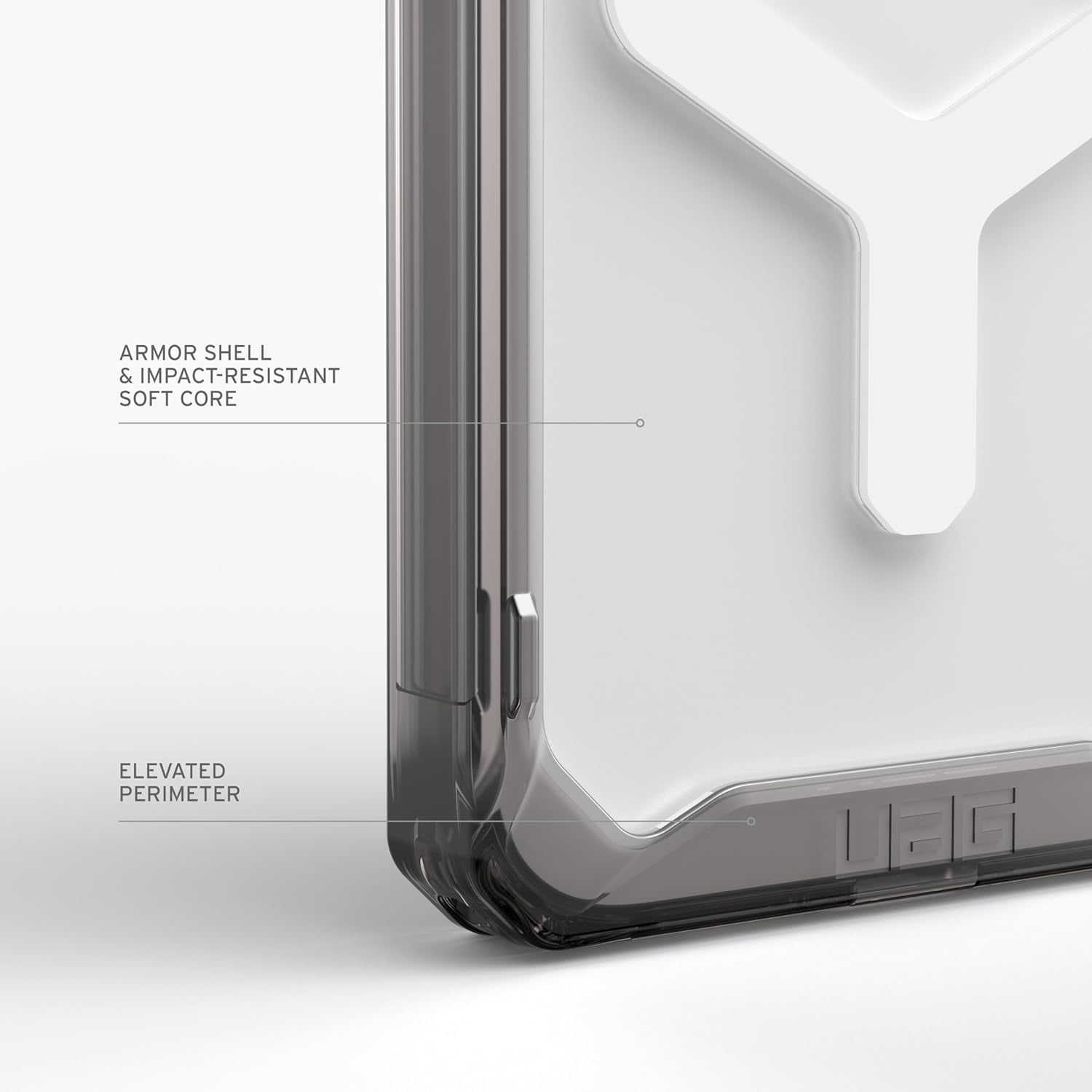 UAG iPhone 15 Pro Case 6.1" Plyo Ash/White Built-in Magnet Compatible with MagSafe Charging Rugged Anti-Yellowing Transparent Clear Dropproof Protective Cover by URBAN ARMOR GEAR