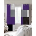 thumbnail image 3 of Purple Grey Blackout Curtains 63 Inches Long for Bedroom, Modern Purple Geometric Thermal Insulated Room Darkening Black Out Window Curtain Panels Grommet Drapes for Living Room, 3 of 8