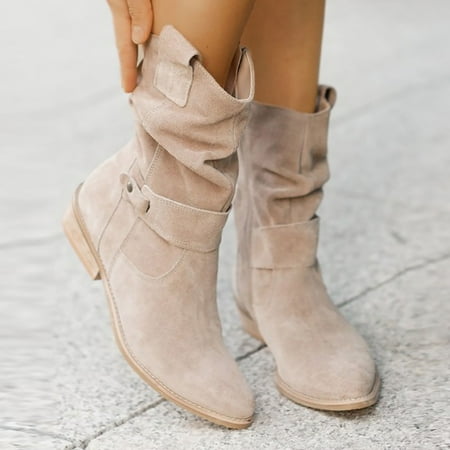

YOUSNH Winter High Heel Zipper Outwear Fashionable Classic Black Ankle Boots New Thick Heel Mesh Breathable Cool Boots Woman Shoes Beige 6.5