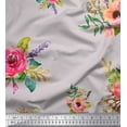 thumbnail image 1 of Soimoi Poly Georgette Fabric Leaves & Anemone Flower Print Sewing Fabric Yard 52 Inch Wide, 1 of 3