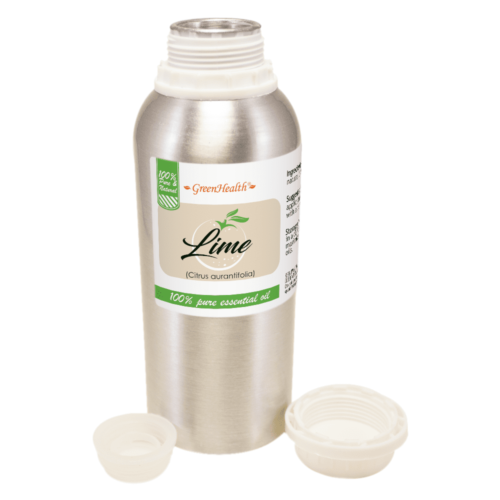 GreenHealth 100% Pure Lime Essential Oil, 8 fl oz (237 ml) Aluminum Bottle with Plug Cap