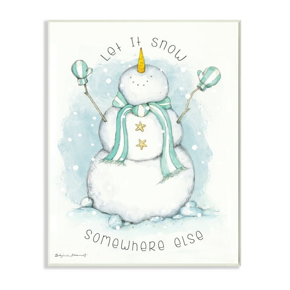 Stupell Industries Let It Snow Somewhere Else Nautical Snowman Abstract Painting Unframed Art Print Wall Art, 10 x 15