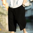 thumbnail image 4 of LODIENY Men's Linen Plus Size (M-5XL) Capri Pants Lightweight Loose Fit 3/4 Pant Elastic Waist Drawstring Harem Casual Beach Yoga Trousers Black M, 4 of 6