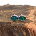 thumbnail image 3 of REGAL GARDEN STERLING SILVER AUSTRALIAN BLACK OPAL STUD EARRINGS, 3 of 4