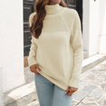 thumbnail image 2 of Arlun Chandail Col Roulé pour Femmes Hiver Automne Manches Longues Crochet Tricoté Couleur Unie Pulls Mode Tunique Style Confortable Beige m, 2 of 4