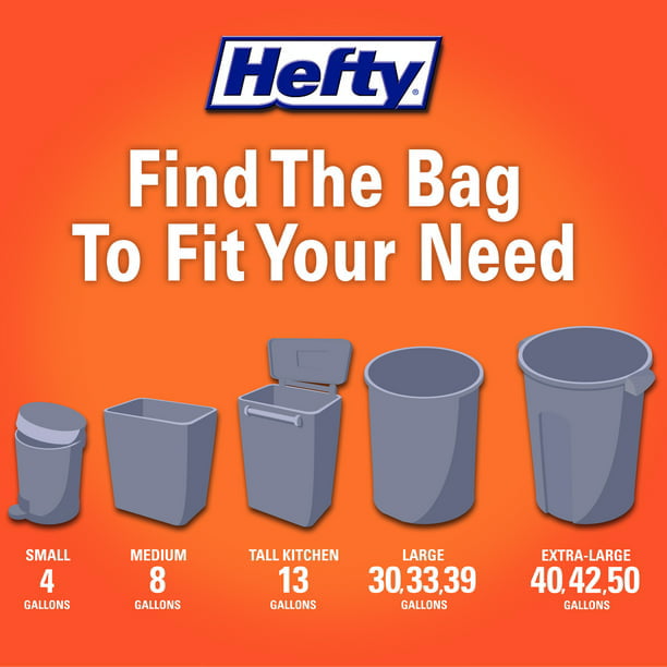 Hefty Ultra Strong Drawstring Tall Kitchen Trash Bags – 13 Gallon – 40