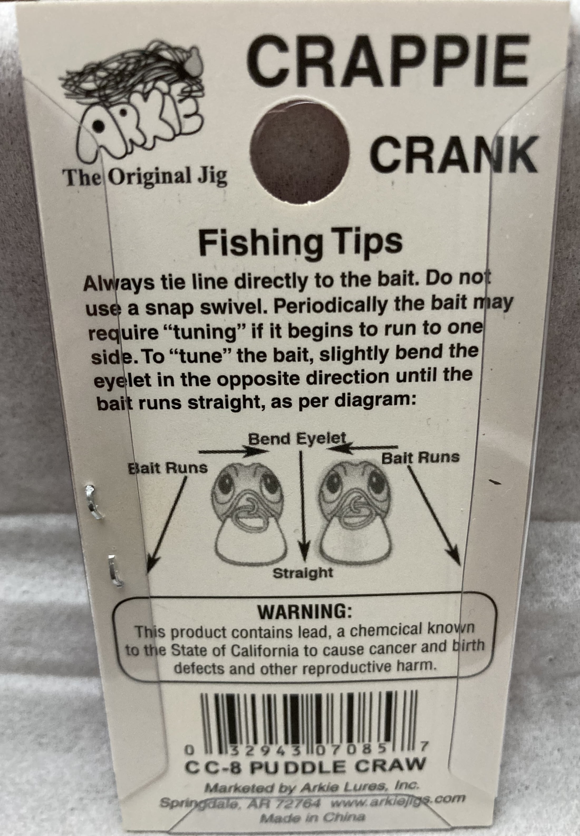 (2 pack) Arkie Lures Crappie Crankbait Craw, Color Puddle Craw