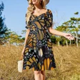 thumbnail image 3 of Butterfly orange pattern Sleeveless Dress summer women's dress 2024 women's elegant loose dresses, 3 of 7