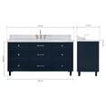 thumbnail image 2 of Ariel Monroe 67 Inch Single Rectangular Sink Bathroom Vanity With Italian Carrara Marble Countertop 1.5 inch Edge In Midnight Blue, 2 of 7