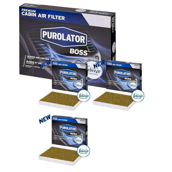 3 pc Purolator BOSS PBC26176 Cabin Air Filters for 807 HVAC Heating Ventilation Air Conditioning Vent Filters