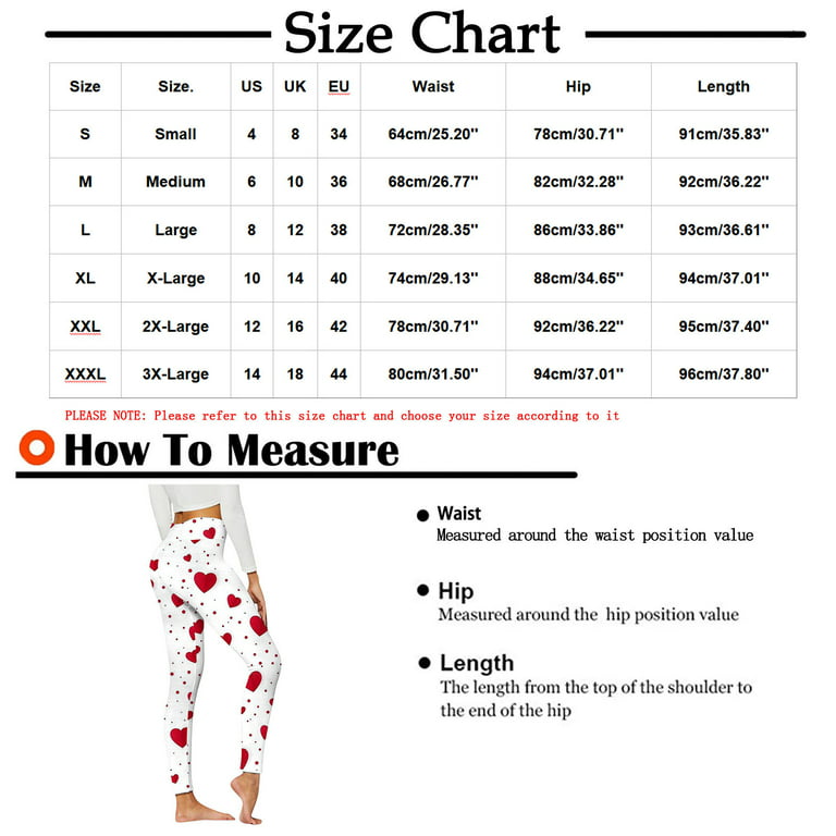 Yoga Pants Plus Size Casual Printing Heart Shape Pattern High Rise Pants  for Women Fashion Slim Fit Workout Trendy Womens Pants Straight Lightweight  Party Vacation Beach Pants（Red,L） 