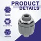 thumbnail image 3 of Uxcell 3Pcs Conectores líquidos a prueba de agua no metálicos, accesorio de conducto flexible de plástico de 3/8" NPT, Gris, 3 of 6