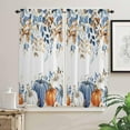 thumbnail image 2 of Fall Blue Pumpkins Window Curtains 63 Inch Length - 2 Panels, Rod Pocket Curtain Panels, Thanksgiving Orange Gray Botanical Window Treatment for Bedroom/Kitchen Small Windows, 42W x 63L Inch, 2 of 5