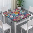 thumbnail image 3 of Designer Look Boho Tablecloth 34x34 Inch Square Floral Cover with Elastic Hem for Custom Fit on Standard Tables, 3 of 6