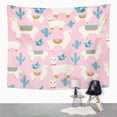 thumbnail image 2 of ZEALGNED Pattern Cute Cartoon Llama Alpaca Cactus and on Pink Wall Art Hanging Tapestry Home Decor for Living Room Bedroom Dorm 51x60 inch, 2 of 2