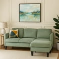 thumbnail image 6 of 3 Seat L Shape Sofa,Small Sectional Sofa with Ottoman, Comfortable Corduroy Couch, Modern Convertable Couches for Living Room Apartments Small Space, Green, 6 of 6
