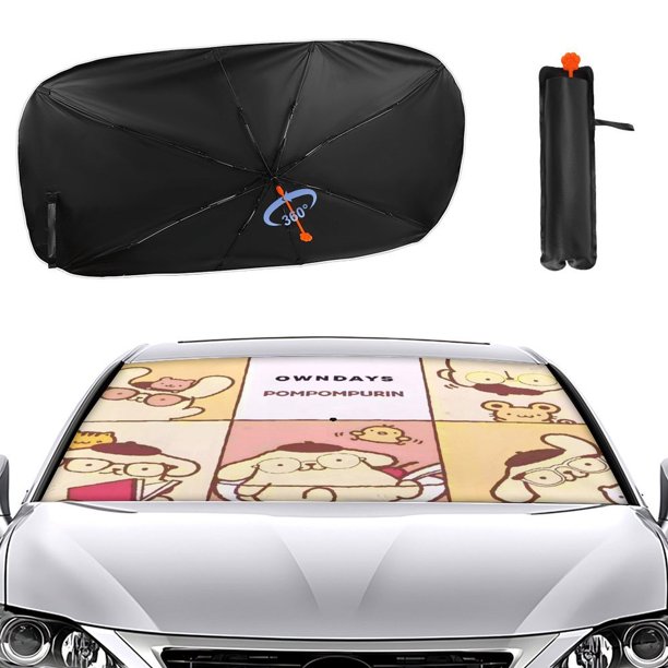 Pompompurin Sombrilla Solar para Auto - Protector de Parabrisas Plegable | Cortina Solar Delantero | Bloqueo UV y Aislamiento de Calor 133x73cm