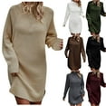 thumbnail image 5 of High Neck Sweater Dress for Women Fall Winter Casual Knit Loose Turtleneck Long Sleeve Dress Curved Hem Sweaters (Medium, Wine), 5 of 5