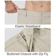 thumbnail image 3 of Men's Shorts Button & Elastic Waist Stretch 4-Pocket Casual Summer Beach Shorts Beige 2XL, 3 of 7