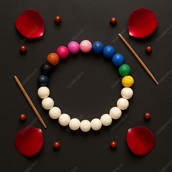 7 Chakra Gemstone Bracelet | Natural Healing Stones & Crystal Mala for Pooja, Meditation | Traditional Spiritual Bracelet for Men & Women