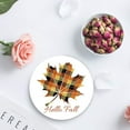 thumbnail image 4 of FMSHPON Hello Fall Orange Buffalo Plaid Maple Leaves Set of 6 Round Coaster for Drinks, Absorbent Ceramic Stone Coasters Cup Mat with Cork Base for Home Kitchen Room Coffee Table Bar Decor, 4 of 6