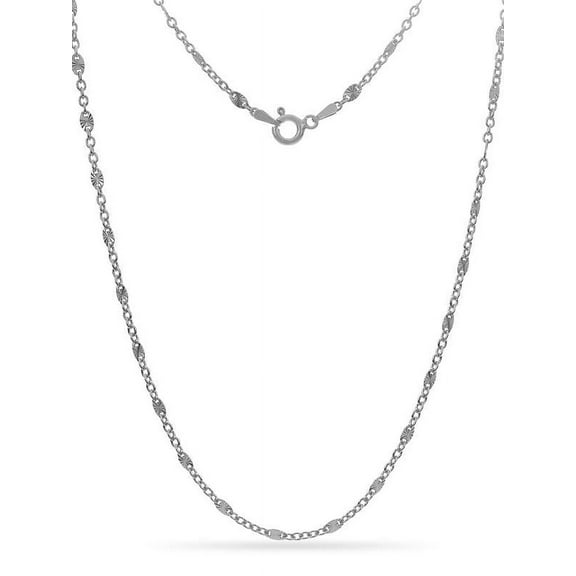 Sterling Silver Alternating Open Link Necklace 24 Inch