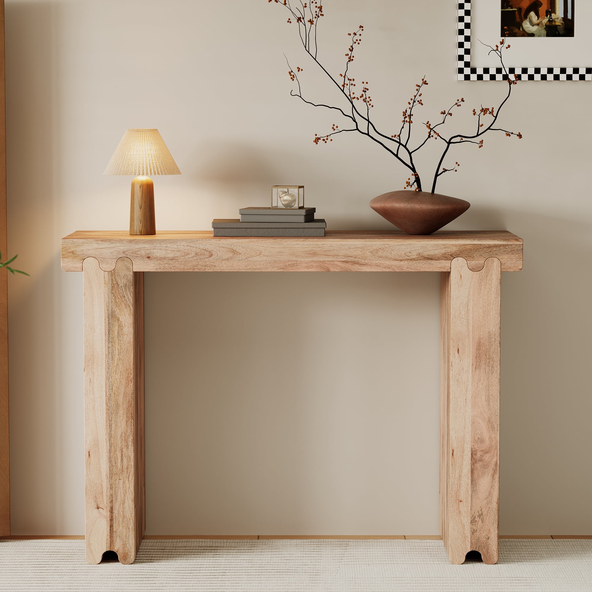 EUROCO 45" Console Table,Farmhouse Wood Entryway Table Sofa Table Behind Couch,Narrow Foyer Tables for Entrance, Hallway, Living Room,Natural