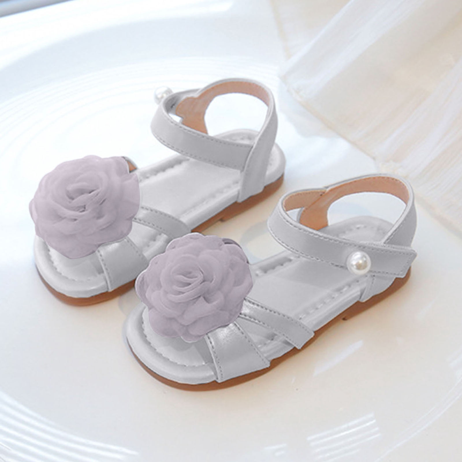 enyan Girls Sandals Open-Toe Summer Outdoor Unisex Child Sport Sandals Athletic Lightweight Sandals For Children,Silver,Size 6.5