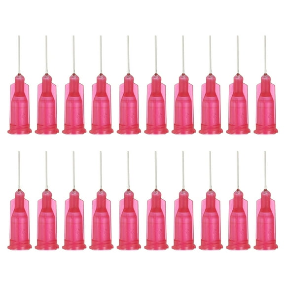 25 agujas de dispensación, 102 piezas de 1/2 pulgada, agujas de dispensación de punta roma con bloqueo Luer para rellenar tintas líquidas, adhesivos, aceites, color rojo rosa