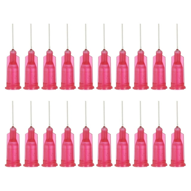 25 agujas de dispensación, 102 piezas de 1/2 pulgada, agujas de dispensación de punta roma con bloqueo Luer para rellenar tintas líquidas, adhesivos, aceites, color rojo rosa