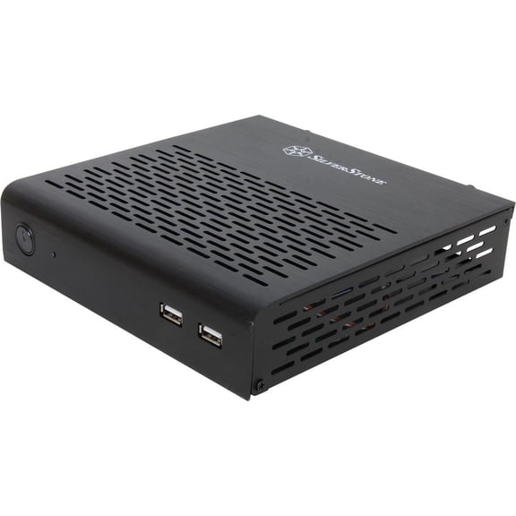 Silverstone Tek Aluminum Top Cover/Steel Body Thin Mini-ITX Media Center/HTPC Case PT13B - Black