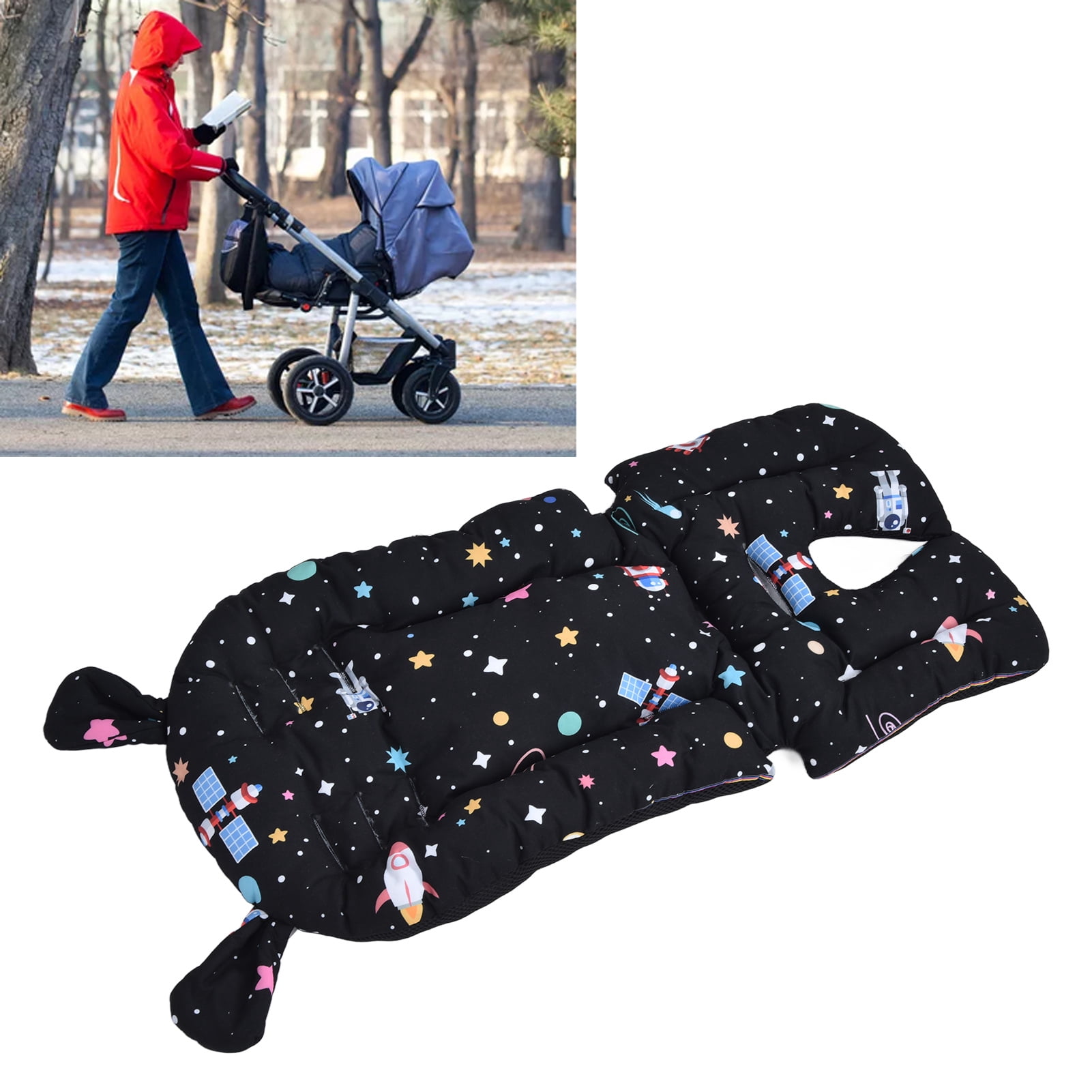 NFTIGB Two Sided Baby Stroller Liner Soft Infant Cushion Pad with Cute Cartoon Patterns Thick Winter Warming Backrest 14.2x30.3 inches / 36x77 cm