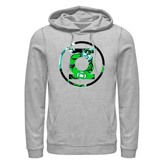 Men's Justice League Green Filled Logo  Pull Over Hoodie