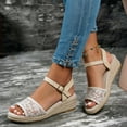 thumbnail image 3 of Rokment Women's Floral Embroidered Lace Espadrilles Wedge Sandals Bridal Beach Casual Mesh Open Toe Ankle Strap Platform Chunky Heels Dress Shoes Summer Boho Yellow Size 8, 3 of 5