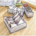thumbnail image 3 of Organizador de ropa interior de 3 juegos, organizador de cajones plegable para sujetadores, calcetines, corbatas, sujetadores, caja con compartimentos para guardar ropa interior (gris), 3 of 5