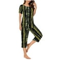 thumbnail image 2 of Homenesgenics 2 Piece Outfit for Women Plus Size Women's Short Sleeve Sleepshirt and Pants Sets Loungewear Pajamas with Pockets Green XXL, 2 of 6