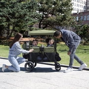 Jeep Wrangler Deluxe 4 Seater Stroller Wagon by Delta Children - Premium Quad Stroller Wagon for 4 Kids with Convertible Seats, Adjustable Push/Pull Handles, Removable Canopy & Flat Fold, Black/Green