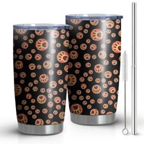 20 Oz Red Dog Art Footprint Coffee Tumbler Double Wall Insulated Stainless Steel Water Bottle | Metal Reusable Thermoses Flask with Cup Cap | Leak & Sweat Proof with Anti-Dust Lid